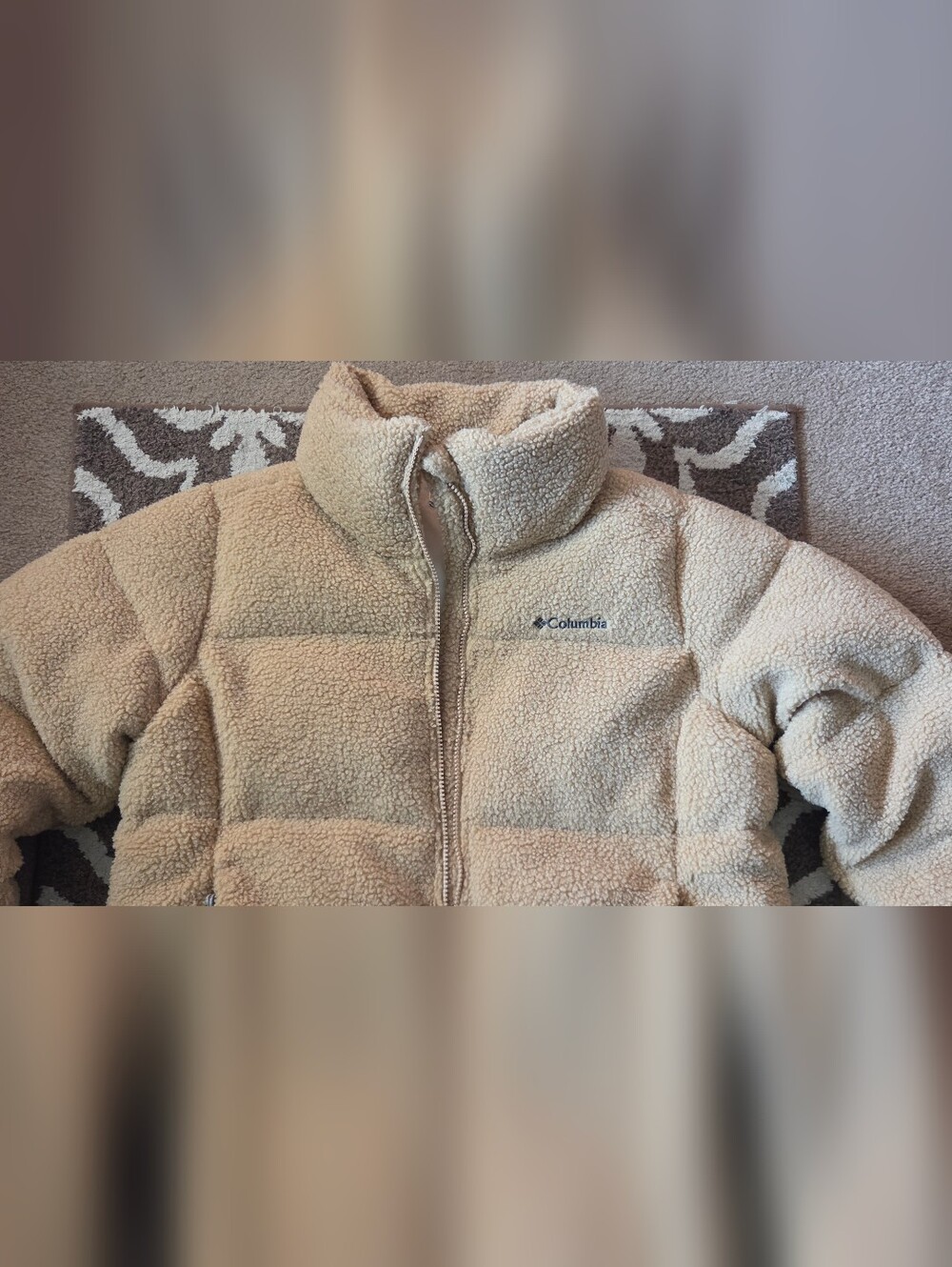 Columbia Womens Cream Puffect Sherpa Puffer Jacket Coat Sz L Cozy Warm Versatile - Picture 4 of 16